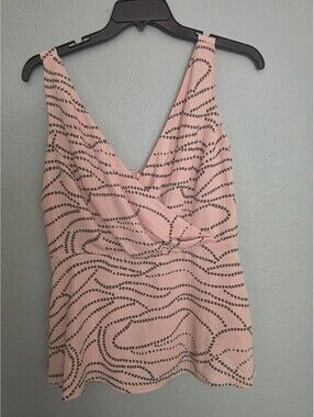 CAbi Sophia Pink and Black Patterned Tank Top Size 12